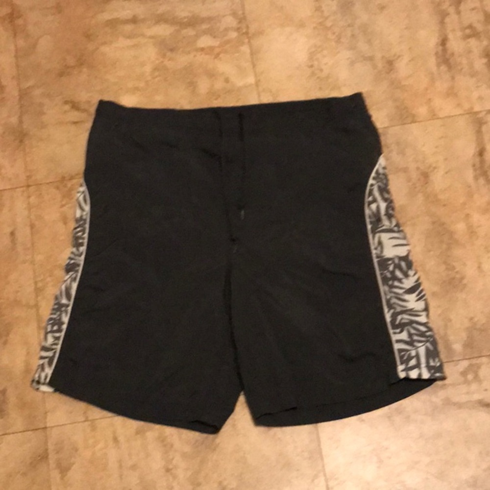 Cherokee Black Swim Trunks with White Pattern